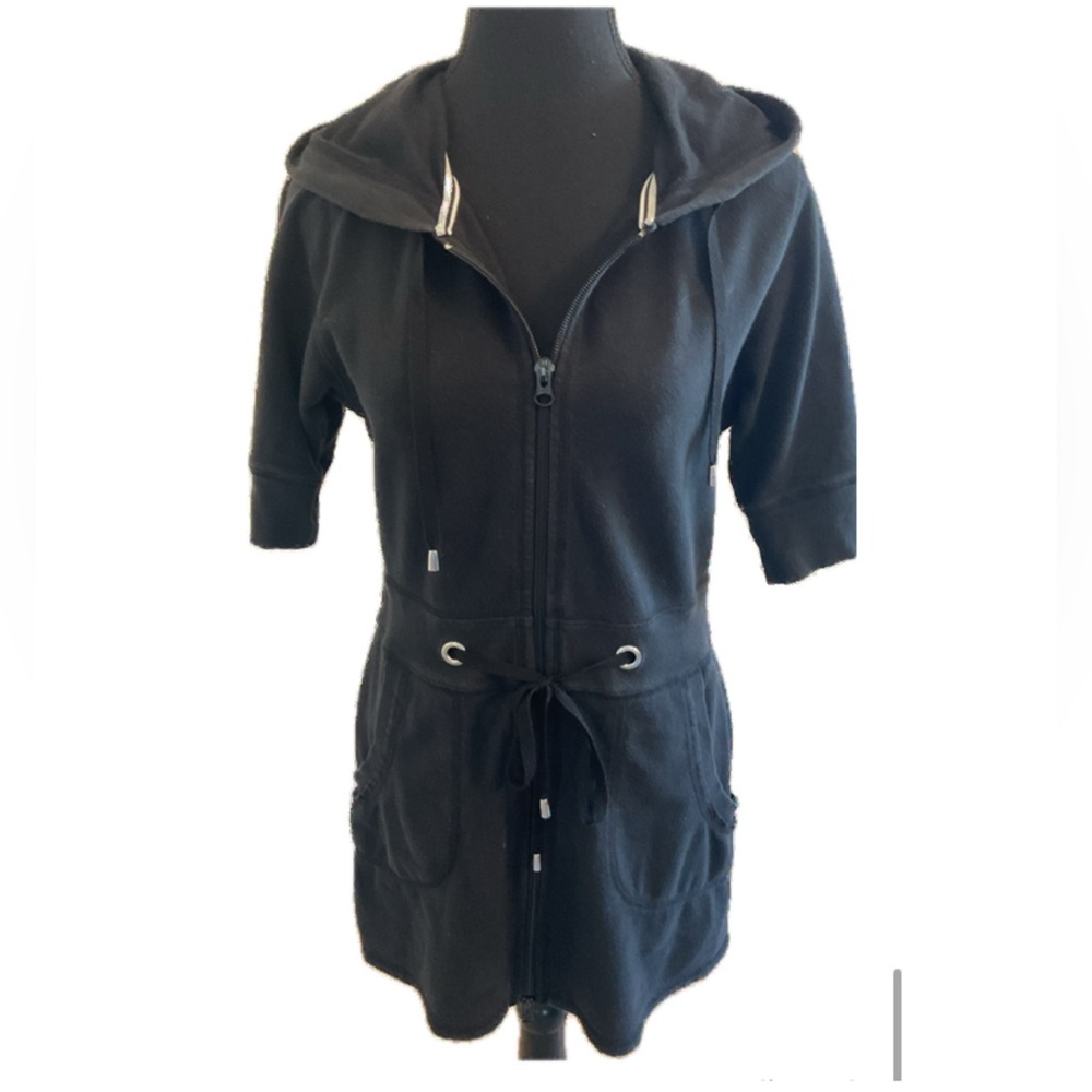 White House Black Market Black Short Sleeve Hoodie/ Coverup